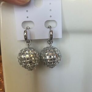 Silver Disco Ball Earrings